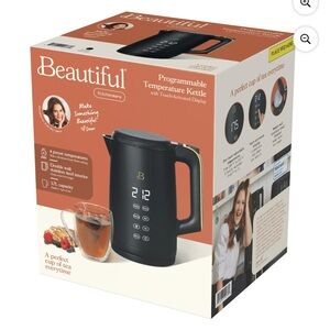 Beautiful Drew Barrymore Sesame Black Programmable Temperature Kettle